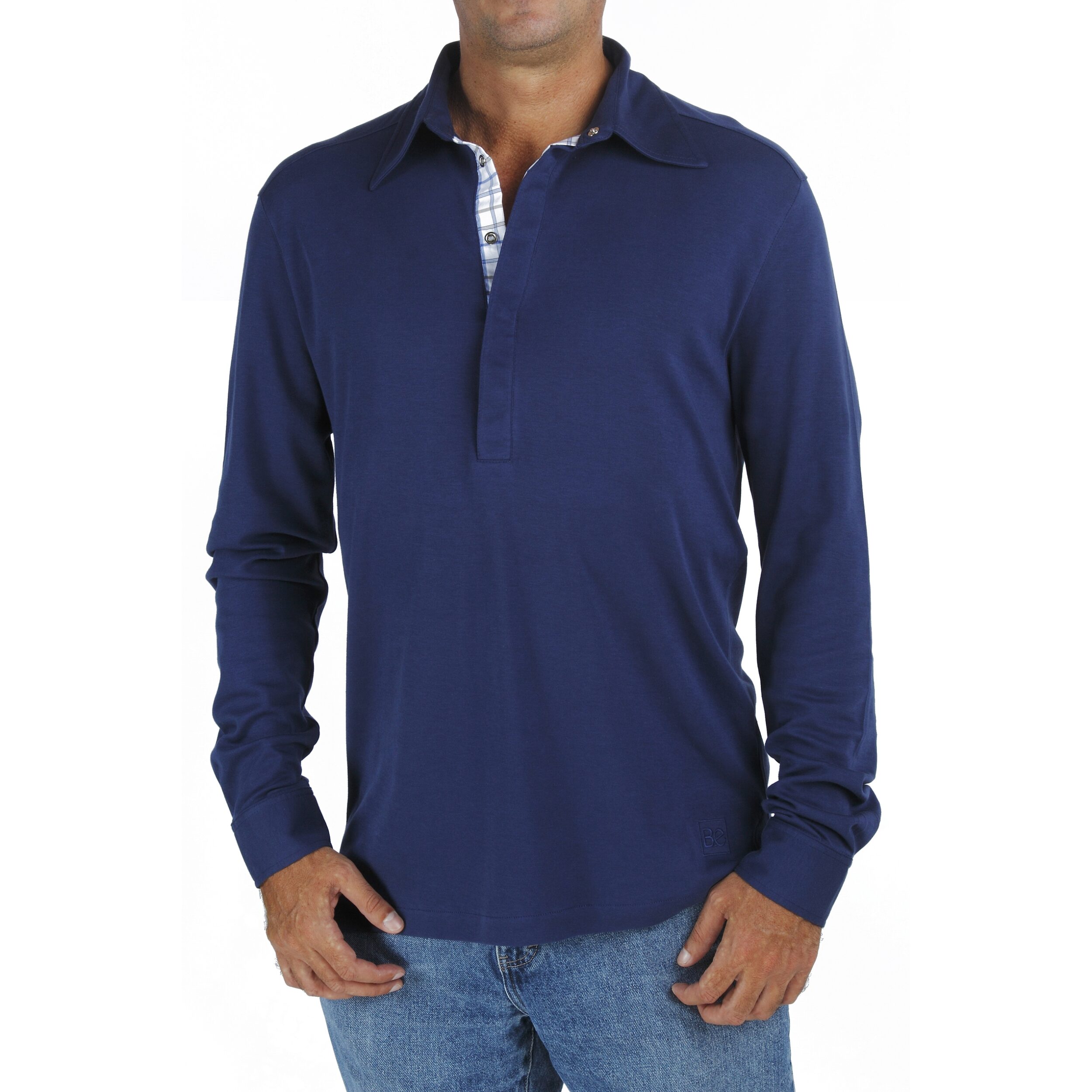 Long Sleeve Polo tshirt men organic pima cotton slowfashion quality Black