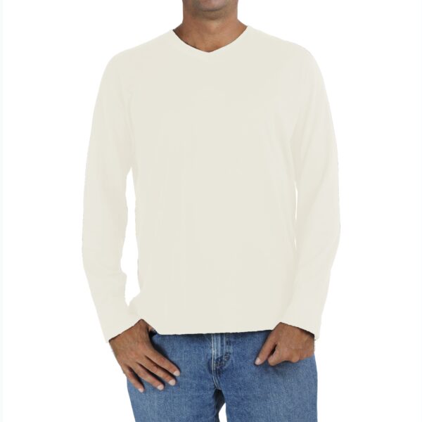 Long Sleeve V neck Raglant tshirt men organic pima cotton slowfashion quality SAND