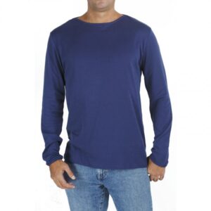 Long sleeve boat neck organic pima cotton slowfashion quality blue