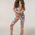 Luxurious Pajamas Silk Shirt “Harlequin” Print