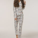Silk Pajama Shirt “Woman” Print