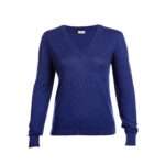 Cashmere V-neck Sweater in Blue – fine knit
