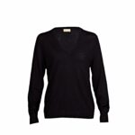 Cashmere V-neck Sweater in Black – fine knit