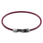 Bordeaux Red Talbot Silver and Round Leather Bracelet