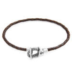 Dark Brown Cullen Silver and Braided Leather Bracelet