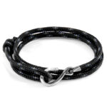 Black Heysham Silver and Rope Bracelet