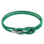 Fern Green Padstow Silver and Braided Leather Bracelet