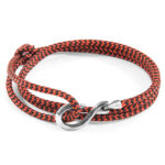 Red Noir Heysham Silver and Rope Bracelet