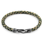 Petrol Green Skye Silver and Braided Leather Bracelet