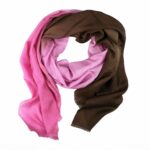 Pink and Brown Ombre Shaded Silk Wool Scarf