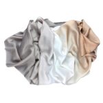 Dip dyed beige and cream coloured silk-wool scarf