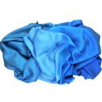 Blue ombre shaded silk-wool scarf