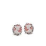 Sterling Silver Pink Mini Cameo Stud Earrings