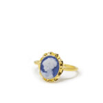 Gold-plated Blue Mini Cameo Ring