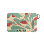Sustainable Card Wallet – Cream and Red Leaf on Green