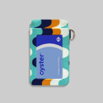 Card Wallet – Blue – Burnt Orange – Baby Blue Wave Pattern