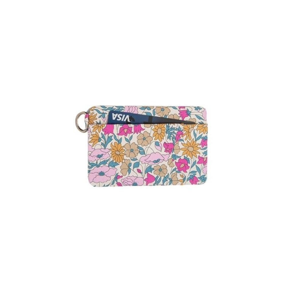 Card Wallet - Pink Fuchsia And Mustard Floral Calico On Off White ...