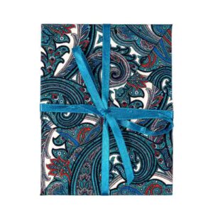 Christmas Cards Blue Black Red and White Paisley Print