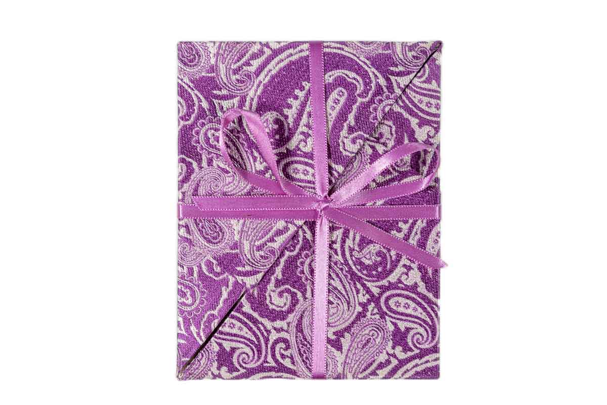 Sustainable Christmas Cards Lilac and Silver Paisley Print
