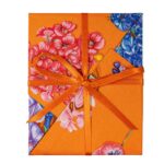 Sustainable Christmas Cards – Pink and Purple Floral Print on Orange