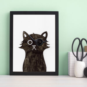 FURRY CAT WITH ONE EYE ART