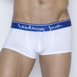 Walking Jack – Core Trunks – White Athletic Underwear with Blue Waistband