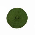 Green pom-pom beret knitted in silk cashmere