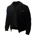 Black Denim Jacket with Sherpa Yoke and Sleeve