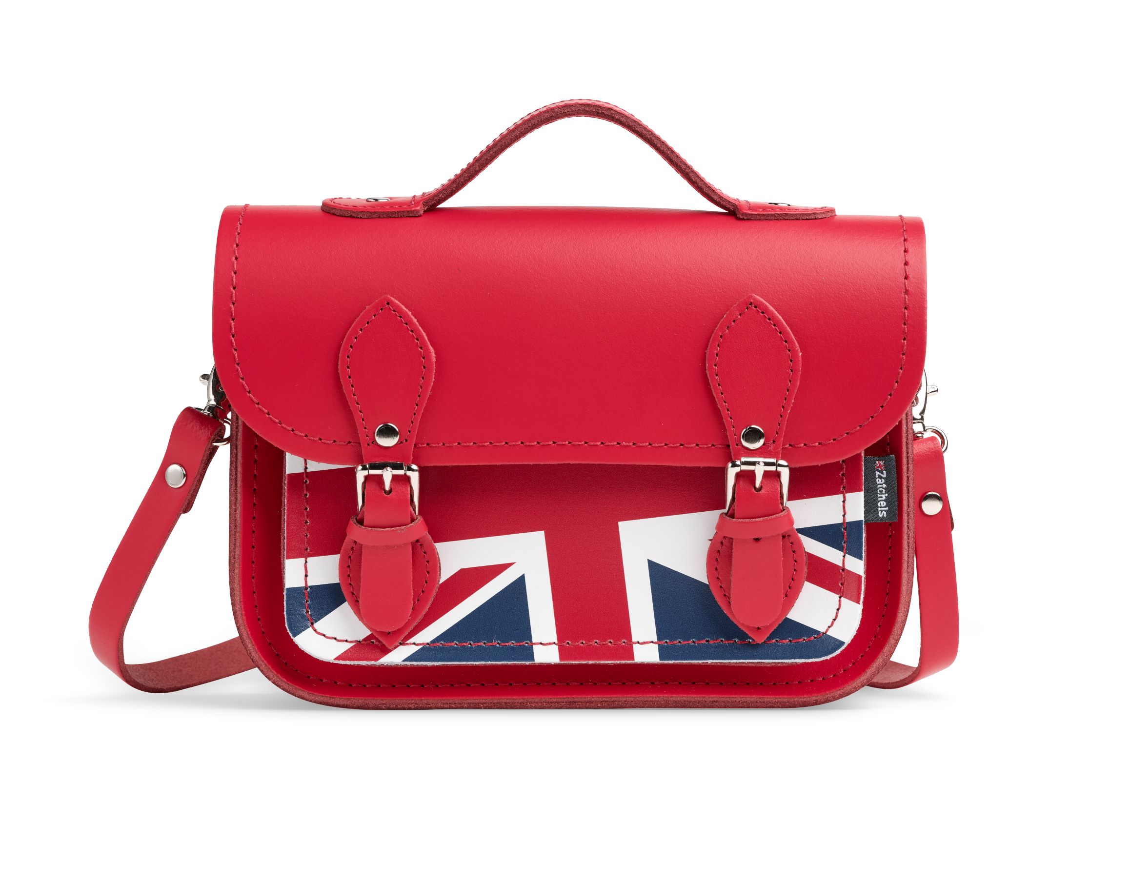 Midi Leather Satchel With Front Pocket 