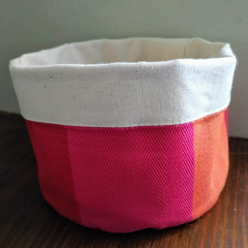 read orange pink storage fabric pot
